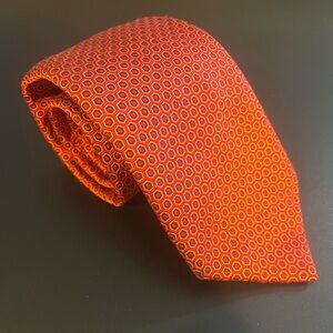 Dormeuil Men's Made in Italy 100% Silk Tie Red Geometric EUC